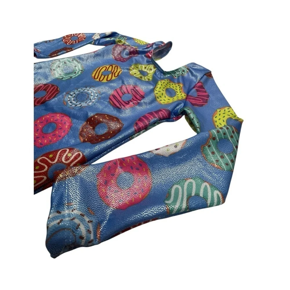 Colorful Donut Print Long Sleeve Gymnastics leotard Girls: S dance outfit